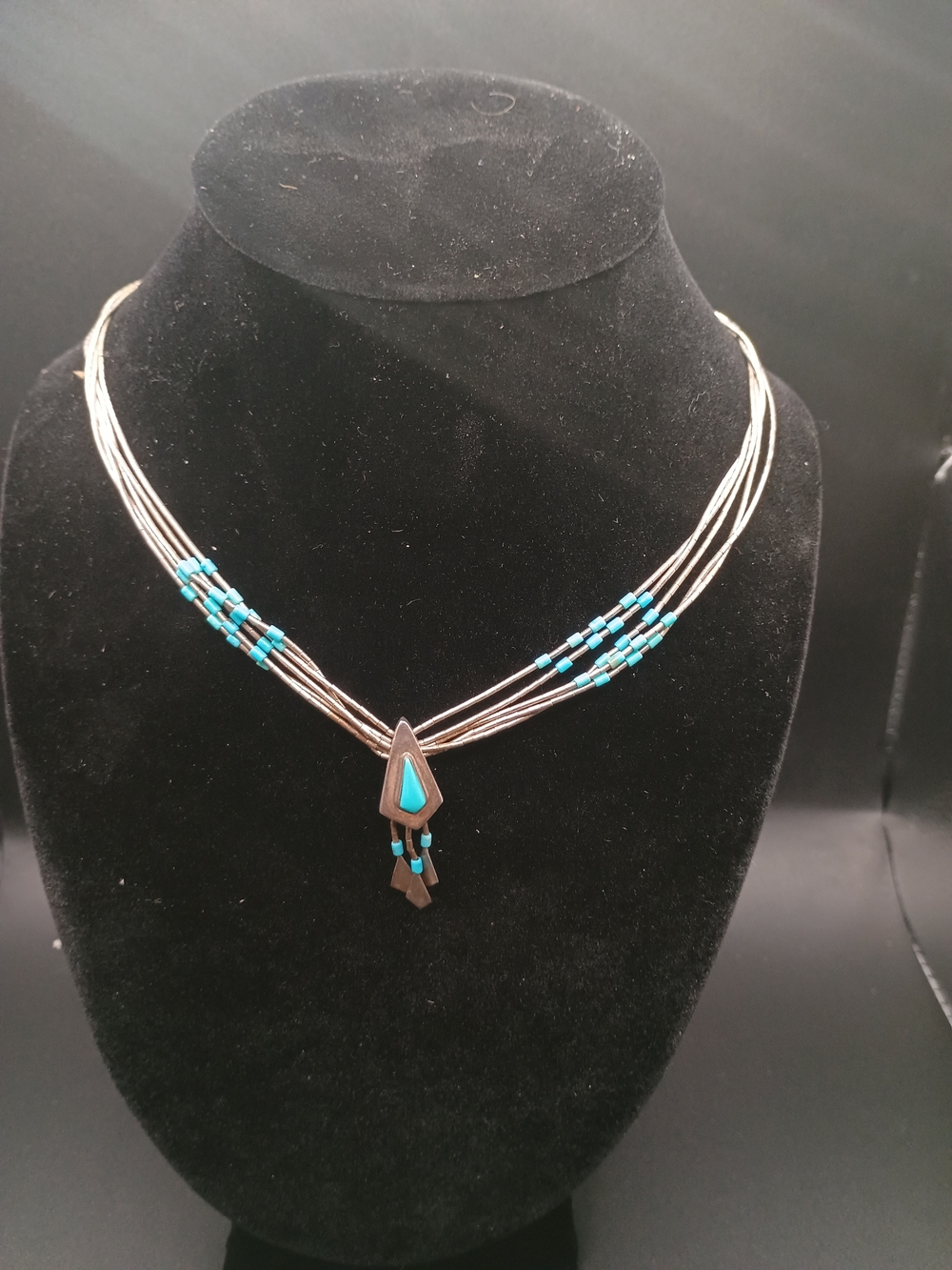 Christian Wolf Elegant Liquid Silver Necklace W/ Turquoise Accents